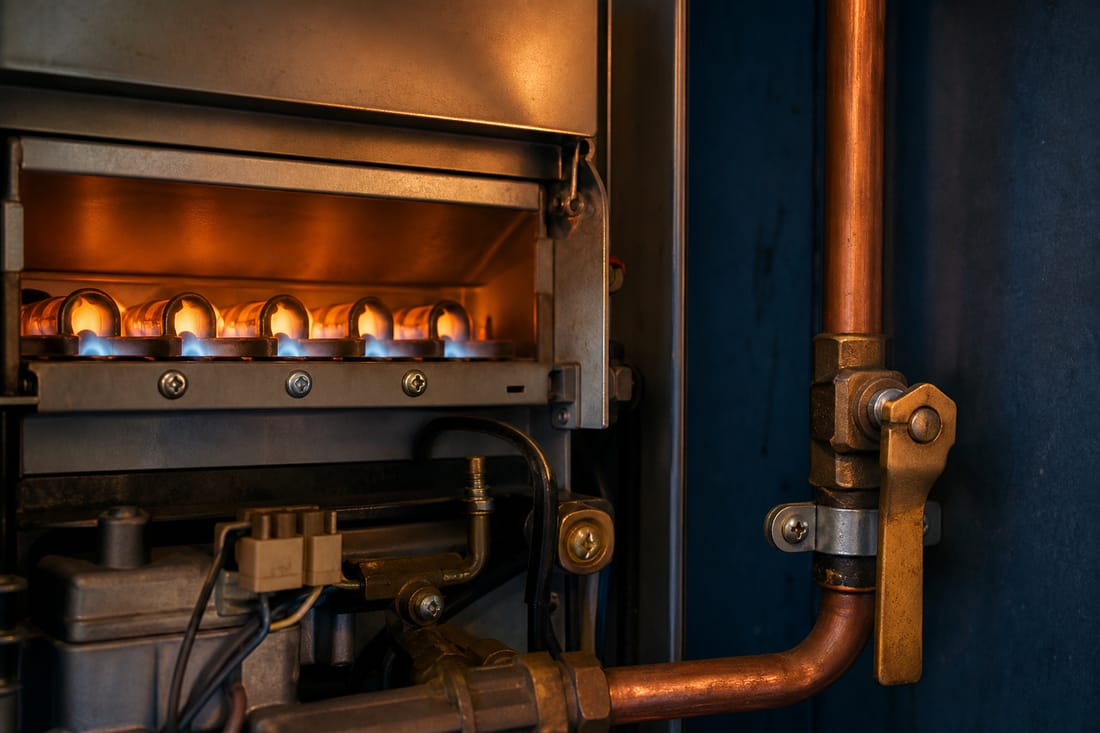 Exemple : brûleur et alimentation gaz d'une chaudière